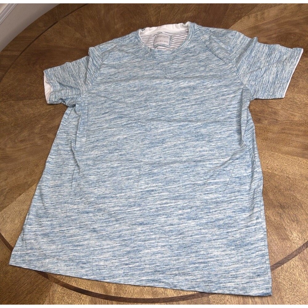 Denim & Flower Ricky Singh Mens XL Blue Space Dye Crew Neck T Shirt Soft Layered